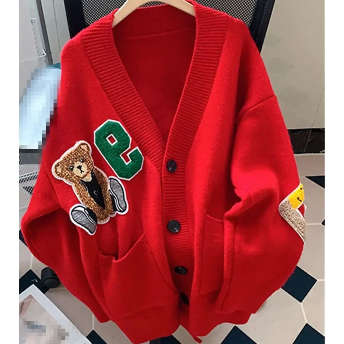 2024 Autumn Women's Cardigan Wool Sweater Korean Version New Embroidered Jacket Knitted Sweater Cardigan Hem Sweater Knitwear - Image 6