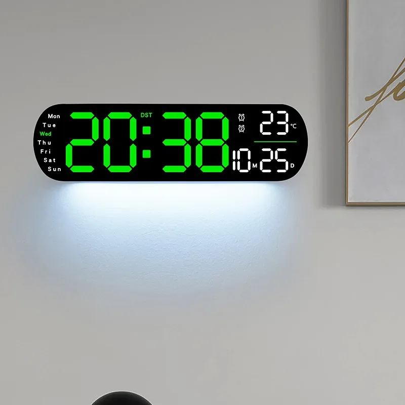 13.78 Inch Remote Control Digital Wall Clock Mood Lighting Timing Countdown 2 Alarm Auto Dimmer DST Plug In Use LED Alarm Clock - Image 3