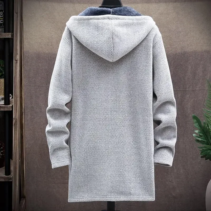 Men Sweaters Coat Autumn Winter New Hot Warm Zipper Medium Long Cardigan Sweaters Man Casual Knitwear Sweatercoat Mens Clothes - Image 2