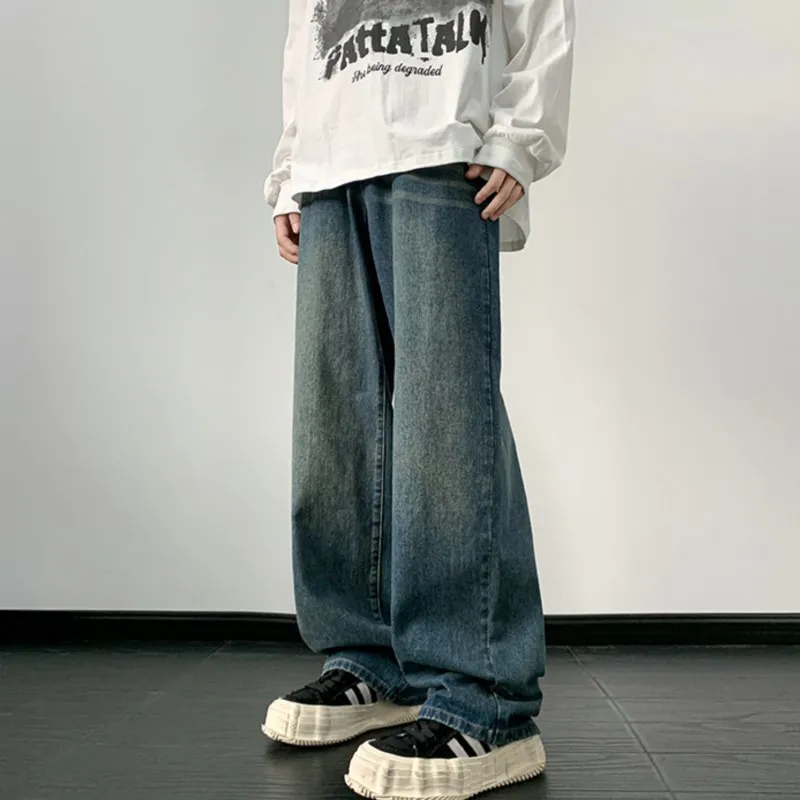 Jeans men Wide Leg Jeans Male Loose Straight Denim Pants 2024 Autumn Harajuku Vintage Blue Jean Trouser Streetwear Clothes - Image 4