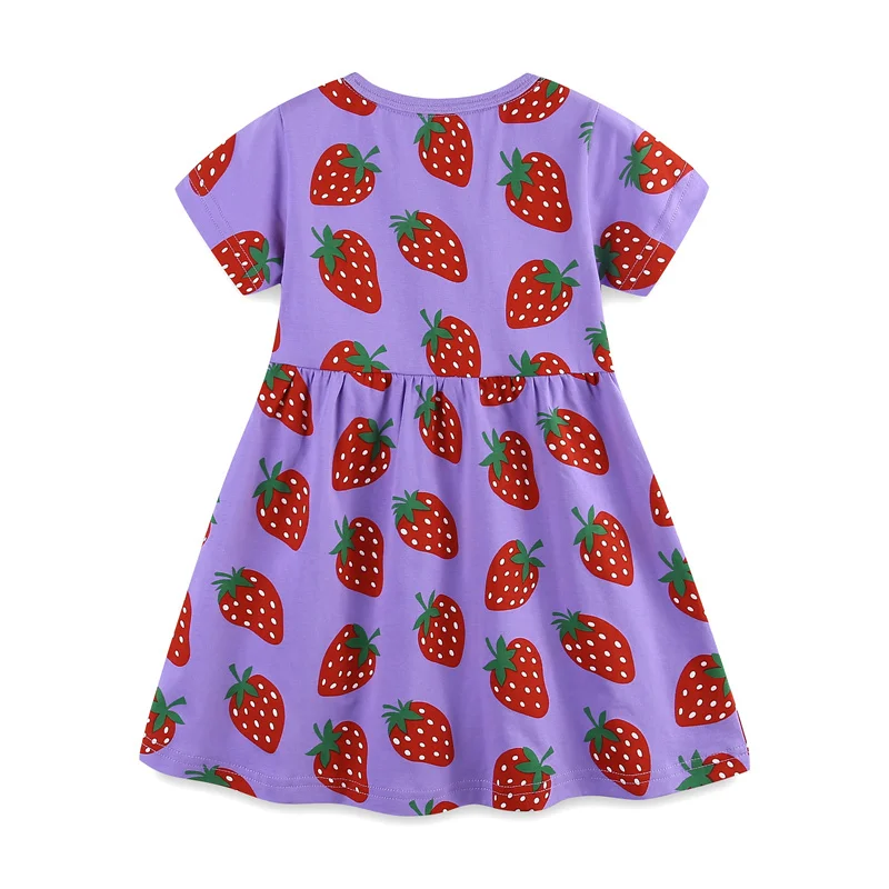 Jumping Meters 2-7T New Arrival Striped Birds Girls Dresses Summer Short Sleeve Animals Applique Fashion Children Clothes - Image 2