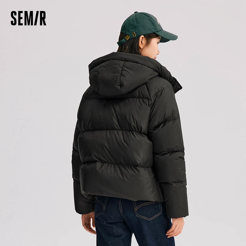 Semir Down Jacket Women Solid Color Loose Versatile 2024 Winter New Three-Proof Hooded Puffer Coat Down Jacket - Image 6