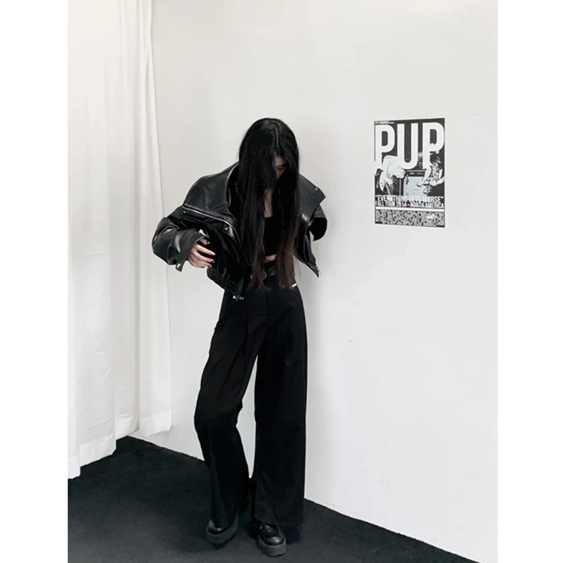 MEXZT Cropped Pu Leather Jackets Women Black Motorcycle Short Coat Streetwear Vintage Korean Loose Casual All Match Outerwear - Image 6