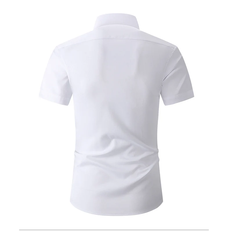 Men's Solid Short Sleeve Shirts Casual Button-Down White Black Shirt USA Size S-XL - Image 4