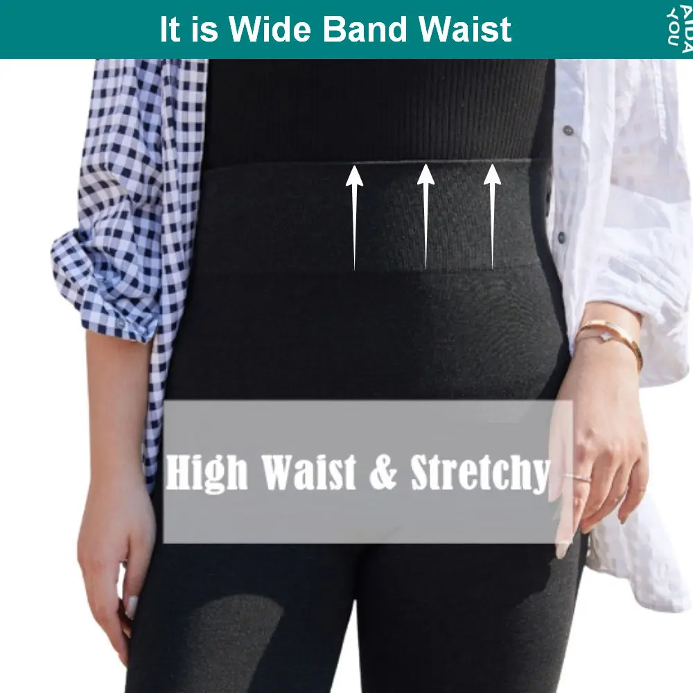 Buttery Soft Plus Size Leggings For Women Super Stretch Wide High Waist Rib Tummy Control Jegging Stirrup & Ankle - Image 3