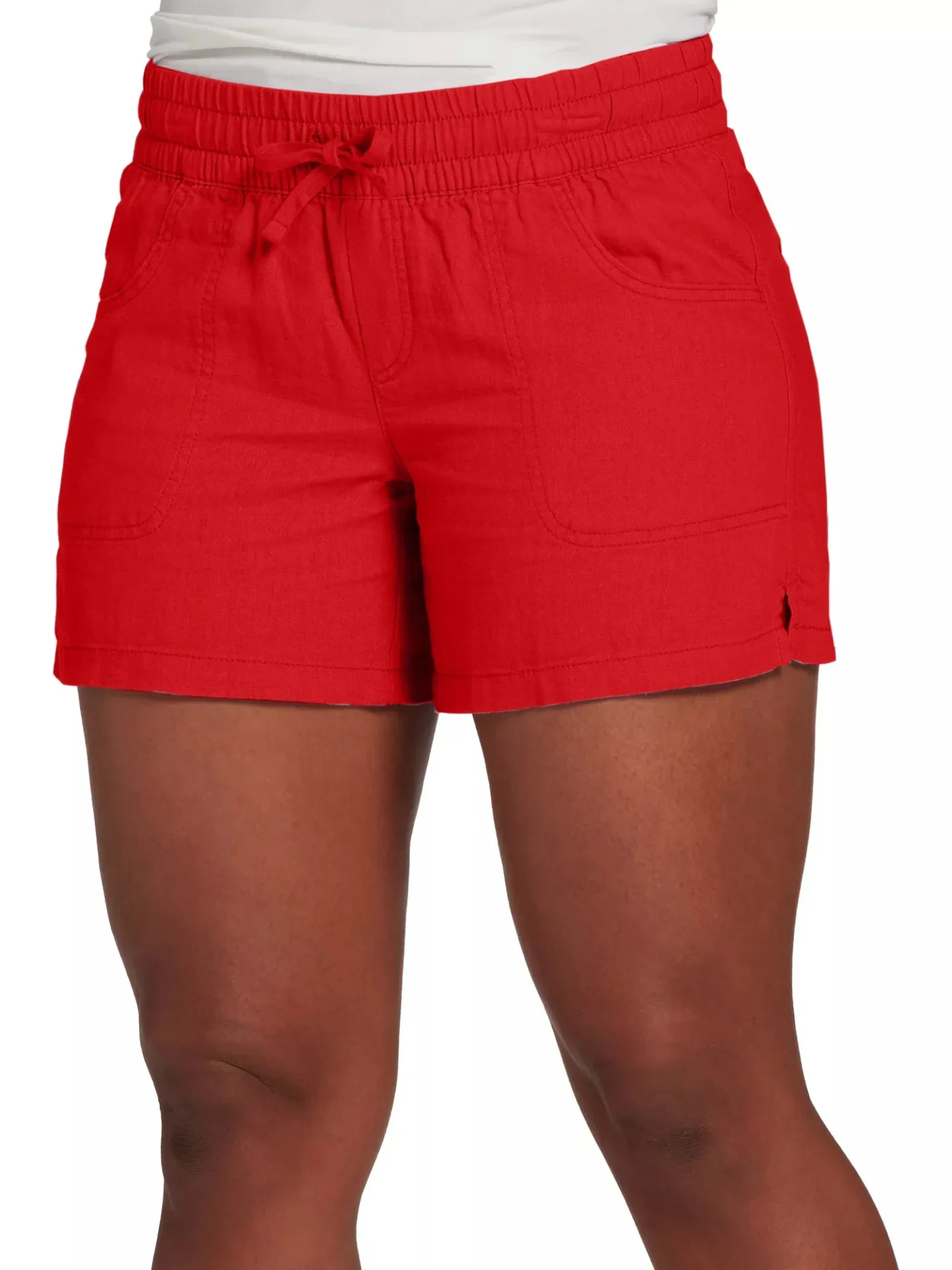 Women Fashion Casual Solid Color Elastic Waist Split Shorts Casual Short Pants - Image 2