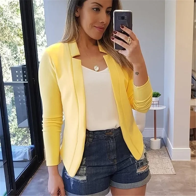 Women Thin White Blazers Spring 2024 Female Summer Blazer Long Sleeve Open Stitch OL Womens Slim Coats Femme Ladies Black Tops - Image 4