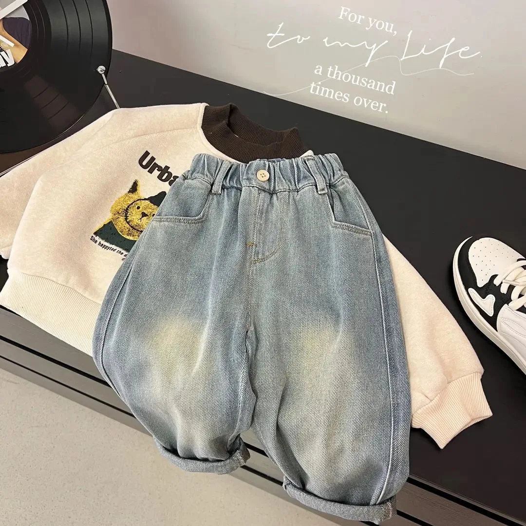 Kids Baby Boys Jeans Anime Pattern Pocket Toddler Boy Denim Pant Elastic Waist Trouser For Children Boys Casual 1-8T Boy Bottoms - Image 2