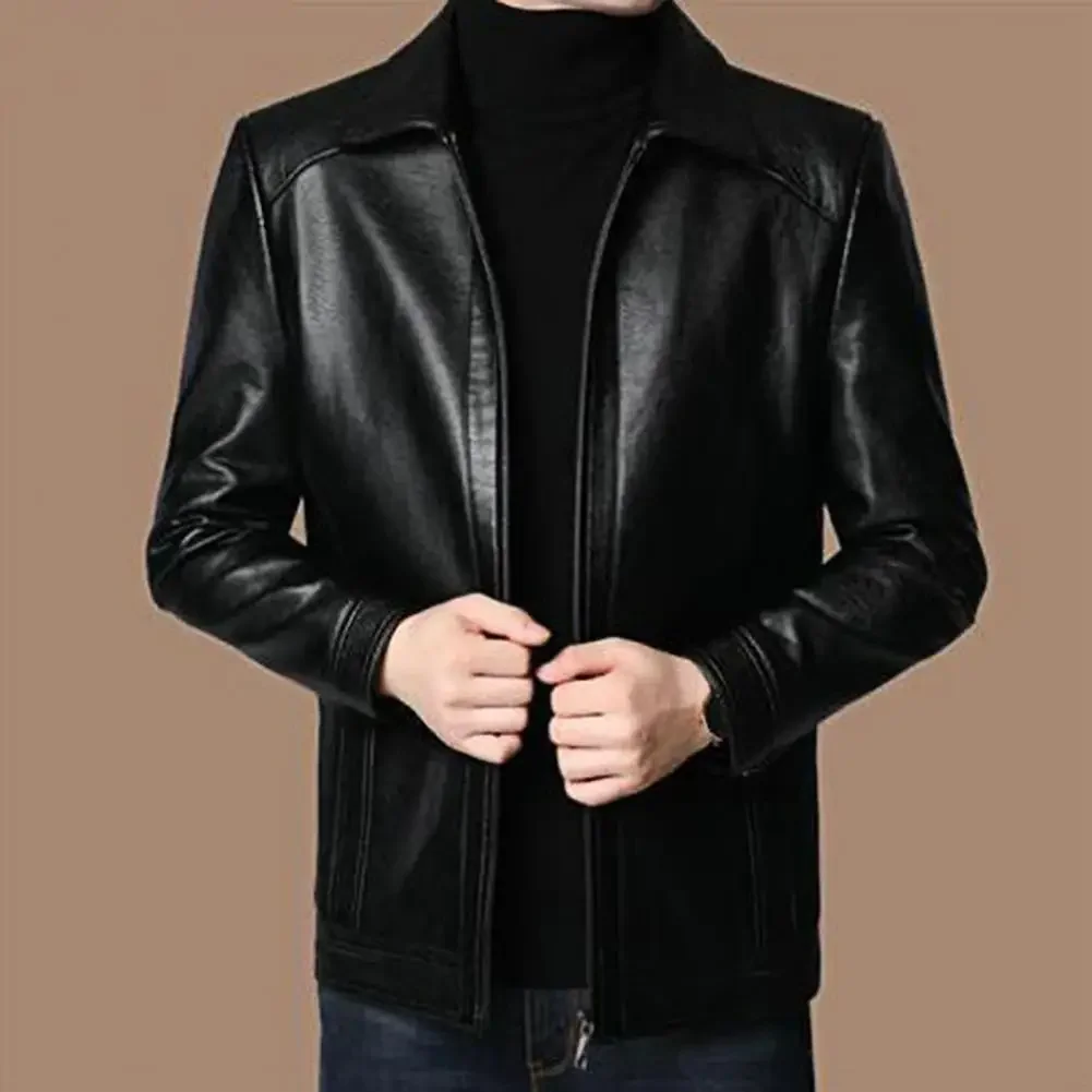Stylish Protective for Cool Autumn Winter Thick Warm Windproof Men's Faux Leather Motorcycle Jackets Motorcycle Men Fall Jacket - Image 5
