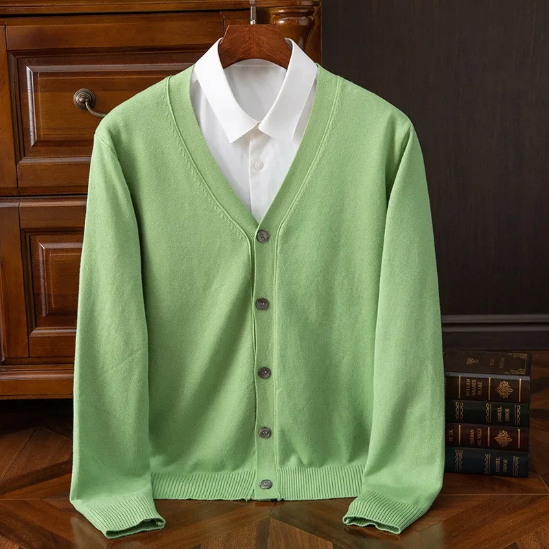 BROWON Brand Mens Sweater Cardigan Business Casual Classic V-neck Solid Color Cardigan Men Sweater Korean Fashion Mens Clothes - Image 3
