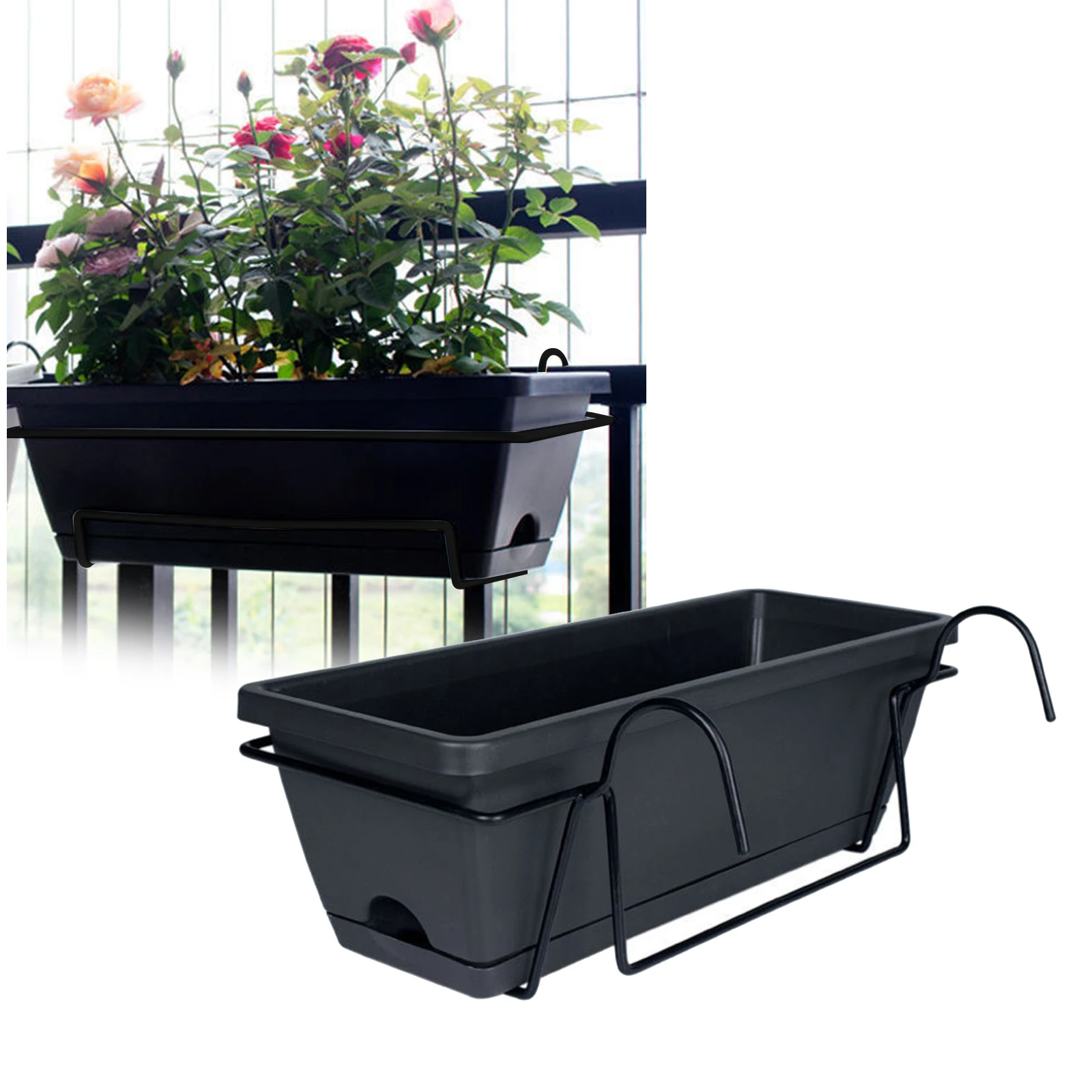 Hanging Planter for Balcony Railing Plant Basket Fence Planter Home Decor Window Box Planter Flower Pot for Garden Deck Yard 6L - Image 2
