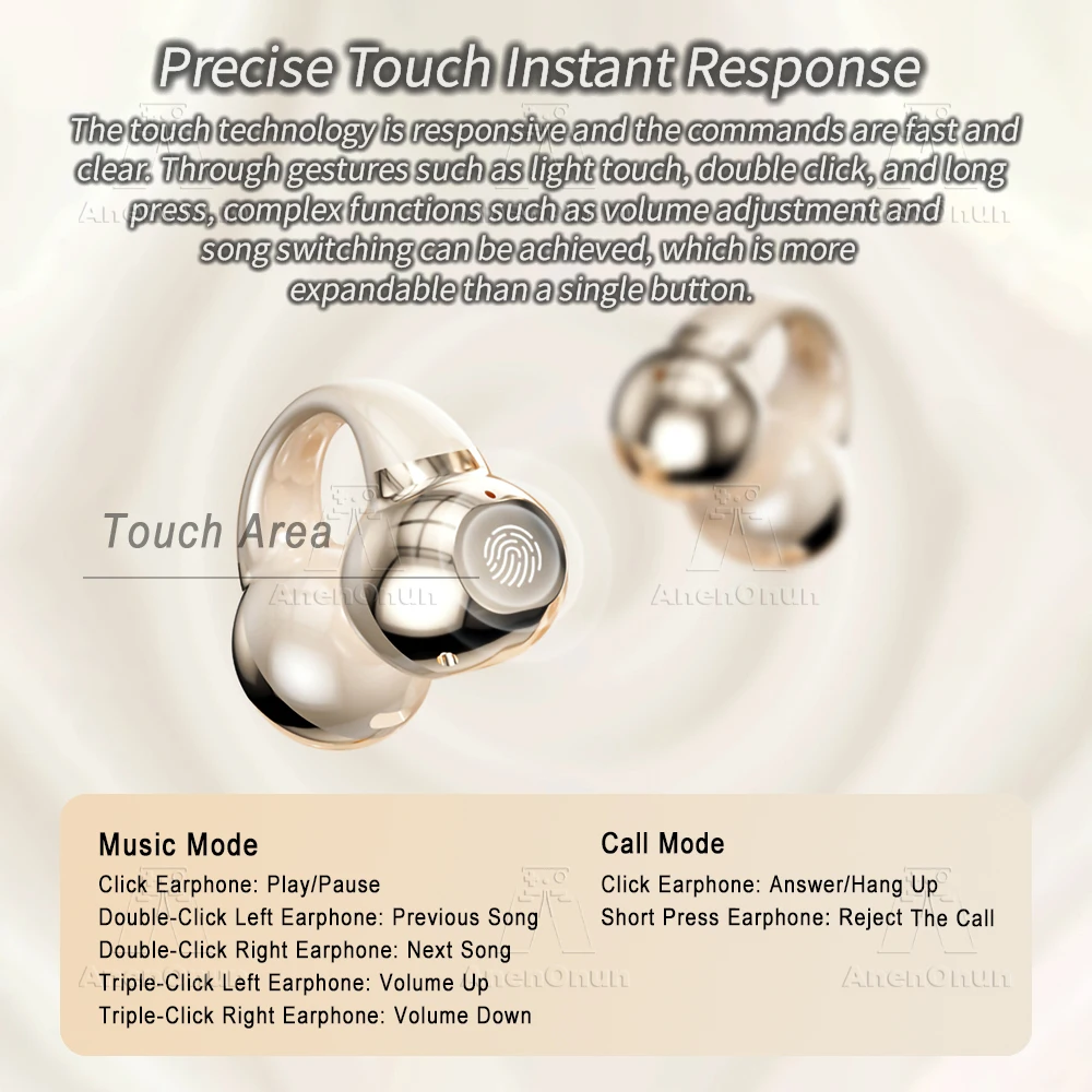 TWS Earbuds Ear Clip Bluetooth 5.4 Earphones 28H Playtime ENC Noise Cancelling IPX4 Waterproof Handsfree for iOS/Android - Black - Image 6