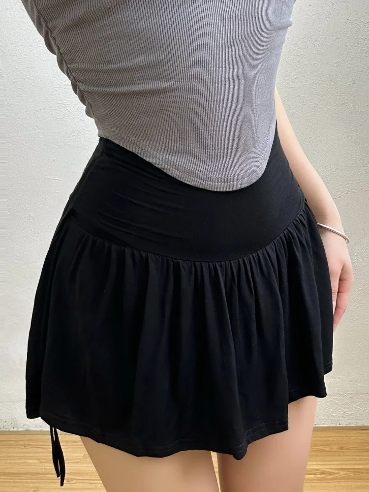 WOMENGAGA Sweet Spicy Girl Ballet Girl Korean Style Short Skirt Waist Drawstring Slim Pleated Half Mini Skorts Sports Girl 76C0 - Image 6