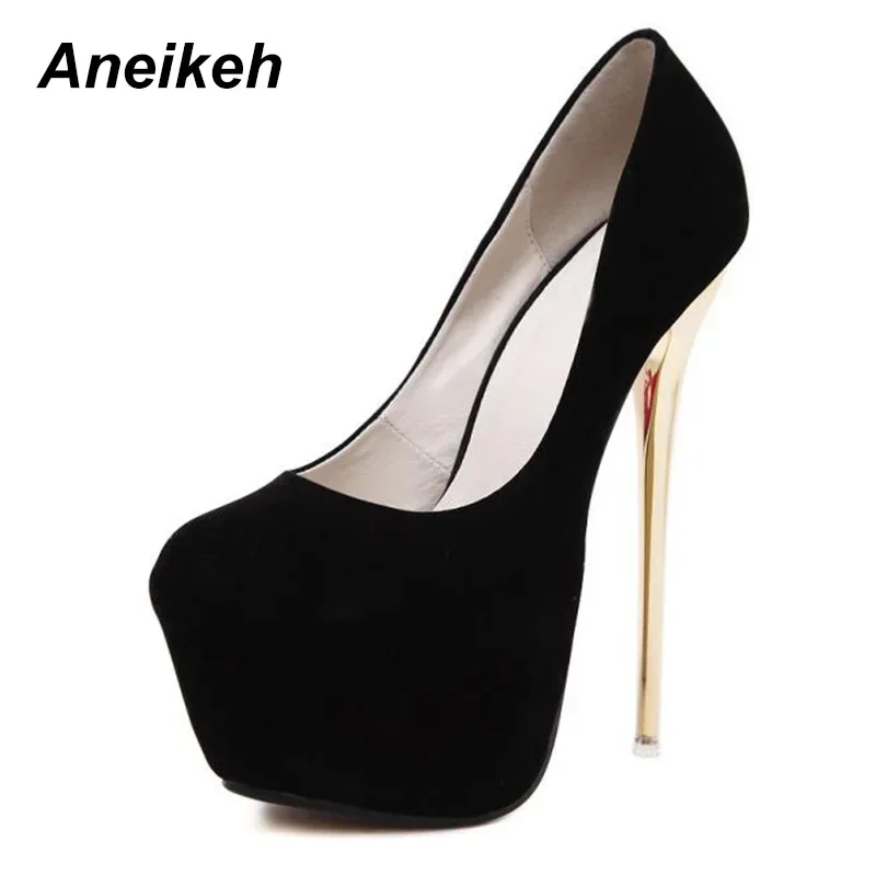Aneikeh Big Size 41 42 43 44 45 Sexy Pumps Wedding Women Fetish Shoes High Heel Stripper Flock Pumps 16 cm Zapatos Mujer - Image 3