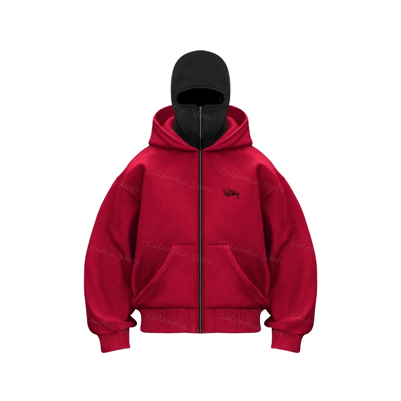 Men's Balaclava Zip Hoodie Winter Warm Casual Sweatshirt with Hooded Face Mask Zipper Design Sports Jacket Outdoor Activities - Image 6