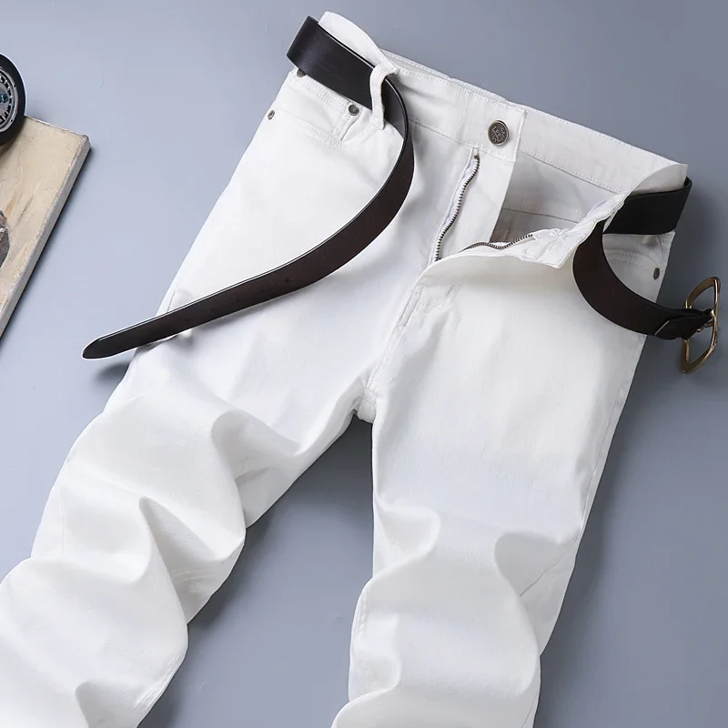 Men's White Stretch Jeans Spring Summer New Classic Business Casual Cotton Slim Denim Pants Male Brand Clothing Trousers - Image 5