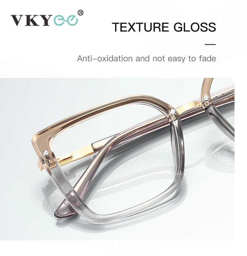 VKYEE Fashionable Large Frame Simple Square Design Anti-blue Light Reading Glasses Customizable Prescription Photochromic - Image 5