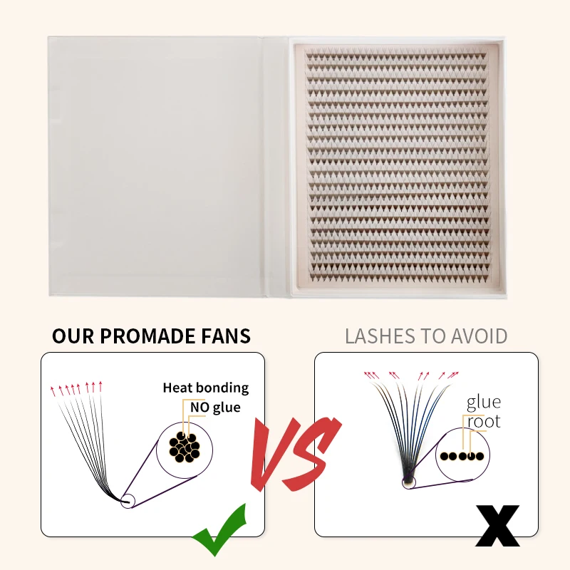 600/1200 Fans Premade Volume Fan Mega Tray L M Curl Matte Ultra Dark Pointy Base Promade Fans Eyelash Extensions Makeup Tools - Image 4