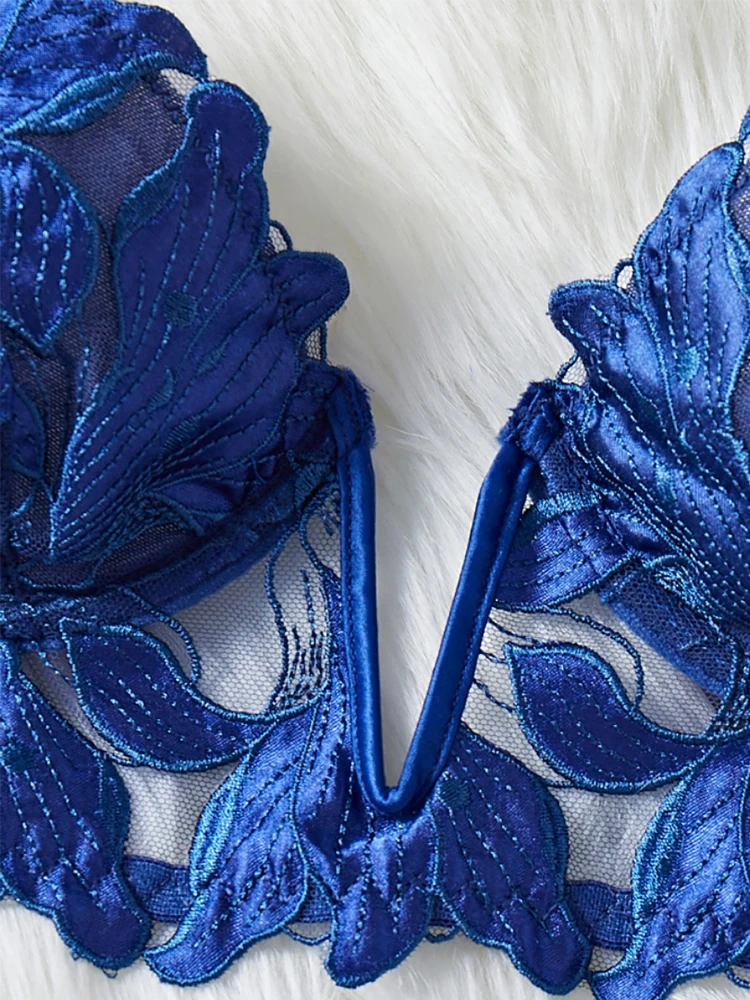 Sexy Underwear For Women Steel Ring Push Up Bra Bilizna Tulle Embroidery Lingerie Ensemble Erotic Lingerie Lace Intimate Outfits - Image 6
