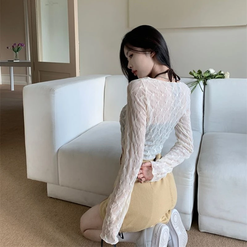 Summer Thin Sun-proof Cardigans Women Crochet Midriff-baring Tops Short Leisure All-match Y2k Korean Style Daily Slim Fashion - Image 5