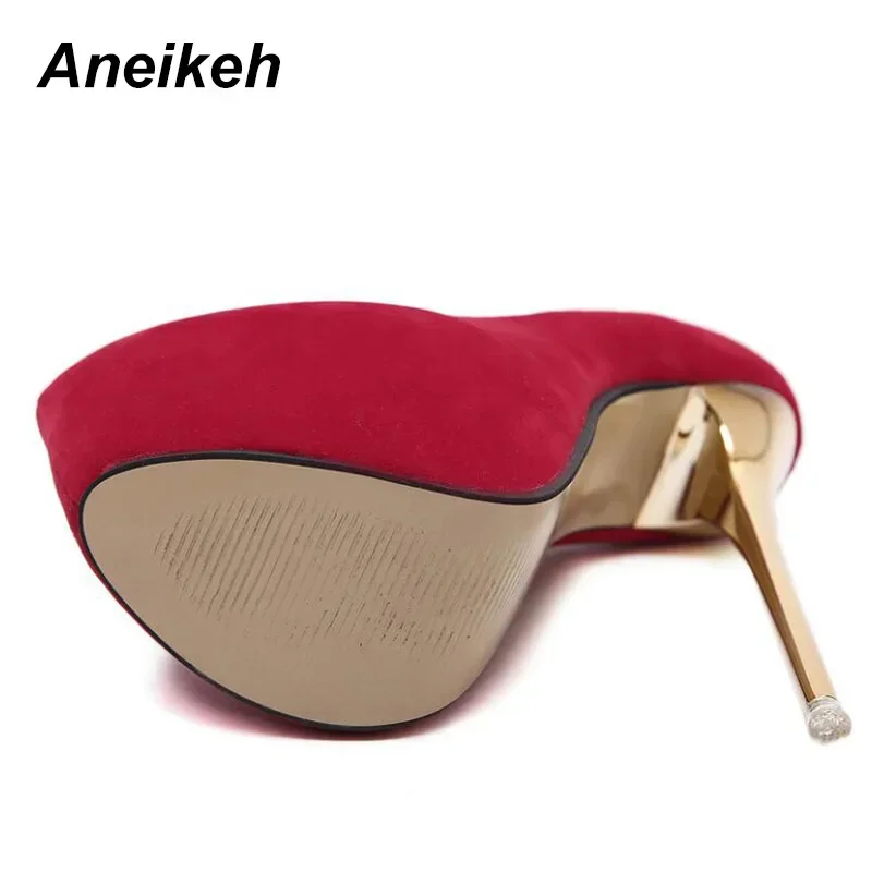 Aneikeh Big Size 41 42 43 44 45 Sexy Pumps Wedding Women Fetish Shoes High Heel Stripper Flock Pumps 16 cm Zapatos Mujer - Image 5