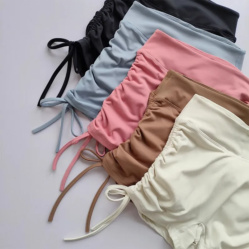 Summer Yoga Shorts Women Fitness Shorts Breathable Sports Edge Drawstring High Waist Running Cycling Shorts Workout Gym Shorts - Image 5