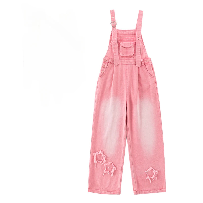 Overalls for Kids Pink Loose Casual Wide Leg Jeans Teenage Girls Jumpsuit Fashion All-match 12 13 14 Years Children Trousers - Image 5