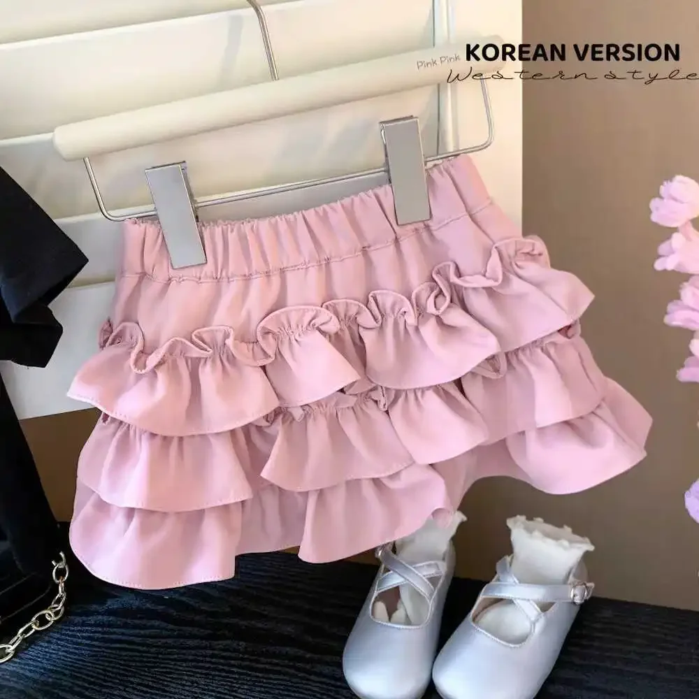 2024 Baby Girls Layers Cake Skirts With Safe Shorts Fashion Kids Children Birthday Summer Skirt Casual Cute Clothes - Image 2