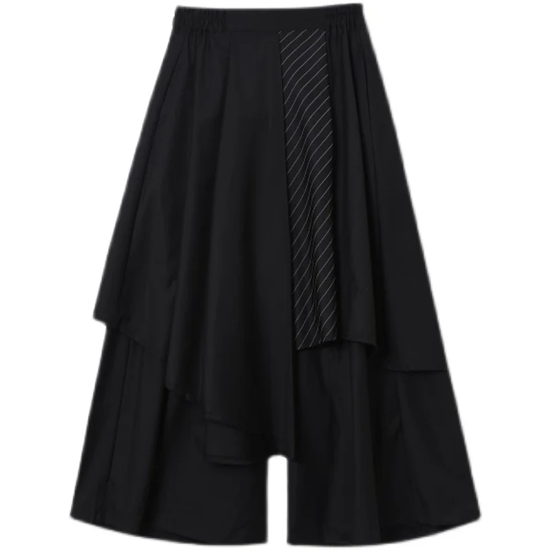 2023 Men Black Irregular Pants Japanese Style Men Fashion Instagram Mixed Wind Kendo Samurai Culottes Party Dress Trousers - Image 6