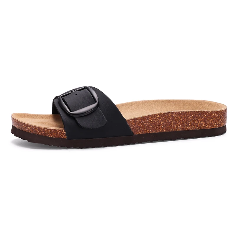 Shevalues Cork Footbed Clogs Slippers for Women Soft Leather Mules Classic Cork Anti-slip Beach Slides House Sandals With Buckle - Image 6