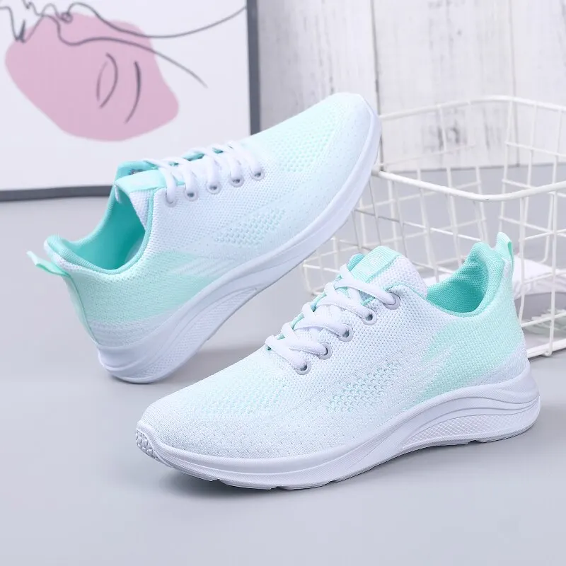 Spring New Women's Flying Weave Mesh Sport Casual Lightweight Soft Sole Running Shoes - Image 2