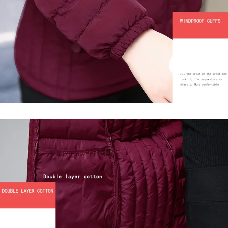 Winter Jackets for Women Cotton Padded Ultralight Coat Women's Parkas Lady Winter Thickened Slim Warm Jacket Female Hooded Parka - Image 3