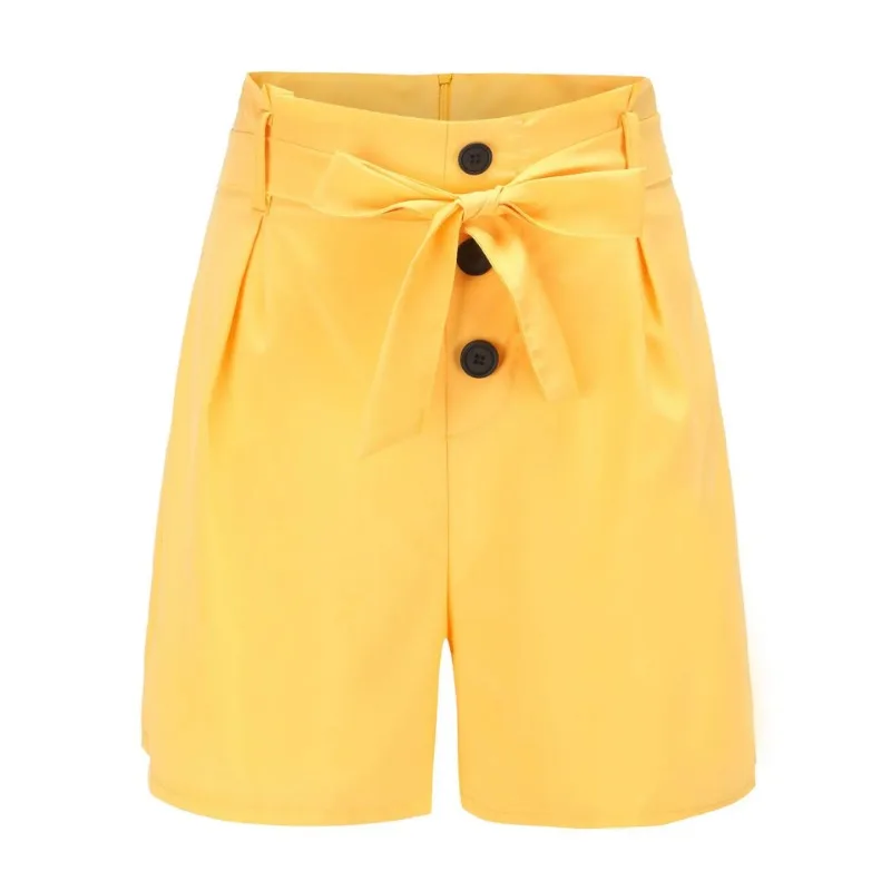Summer Women's Shorts High Waist Casual Solid Hot Skinny Shorts Black Red White Yellow Shorts Jeans Belt Design Slim Short - Image 4