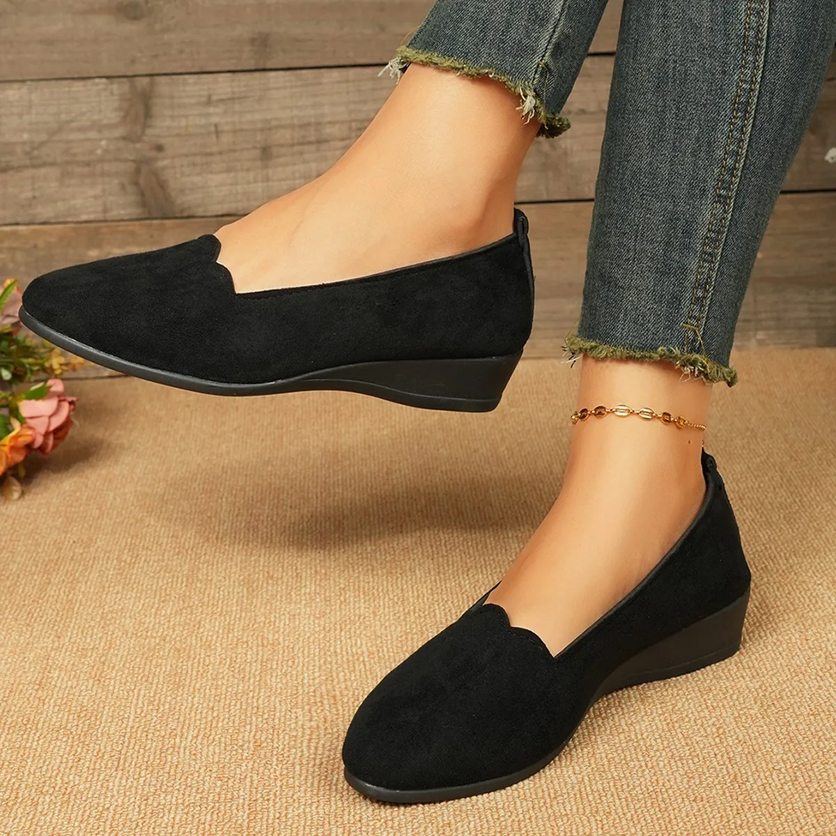 Woman Casual Round Toe Cute Flats Shoes 2025 New Spring/autumn Flats Female Suede Elegant Comfortable Soft Sole Women's Shoes - Image 4