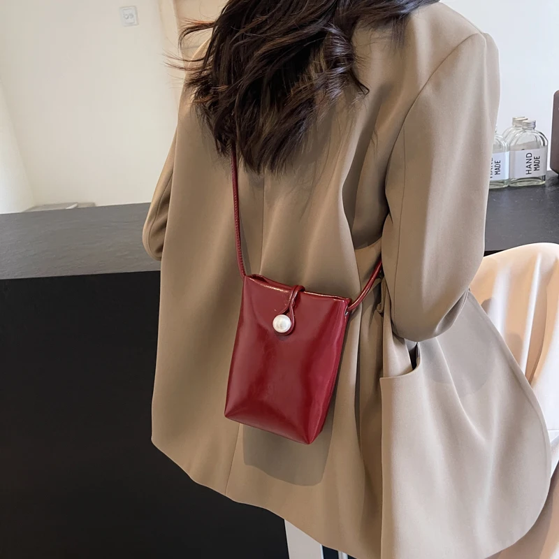LEFTSIDE Mini PU Leather Crossbody Bags for Women 2025 Summer New Simple Shoulder Bag Females Cute Silver Handbags and Purses - Image 2