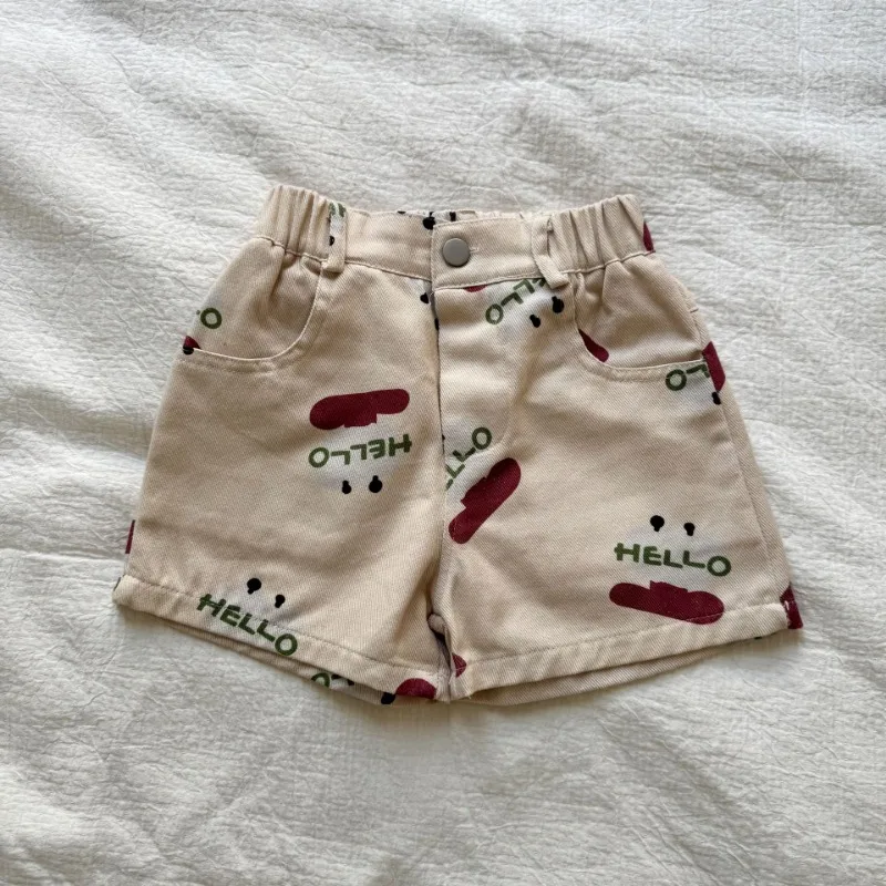 Kids Summer Cotton Shorts Strawberry Cartoon Print Boys Casual Loose Short Pants Girls Elastic Waist Baby Knee-length Pants - Image 6