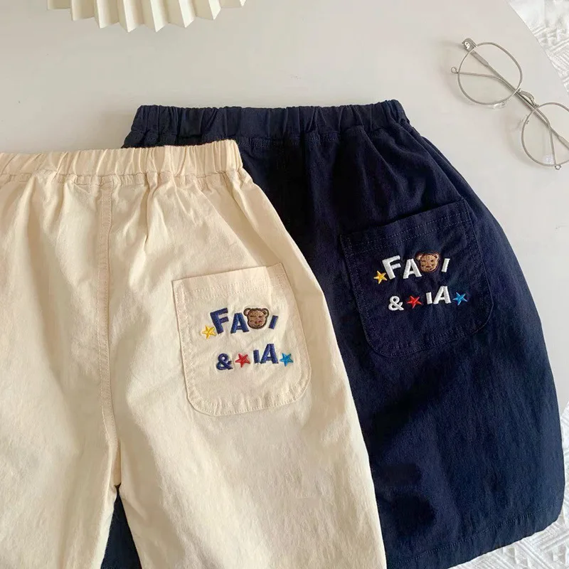 2025 New Cartoon Cute Childrens Boy Shorts Summer Fun Embroidery Closed Casual Pants Childrens Woven Shorts For 1-7 Years - Image 4