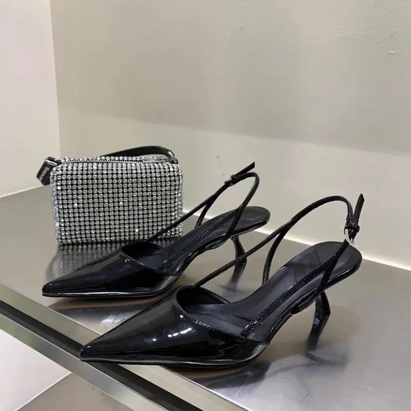 Women Pointed Toe Heels Shoes Sandals 2024 Dress Party Fashion Summer Slippers New Walking Flip Flops Pumps Slides - Image 5
