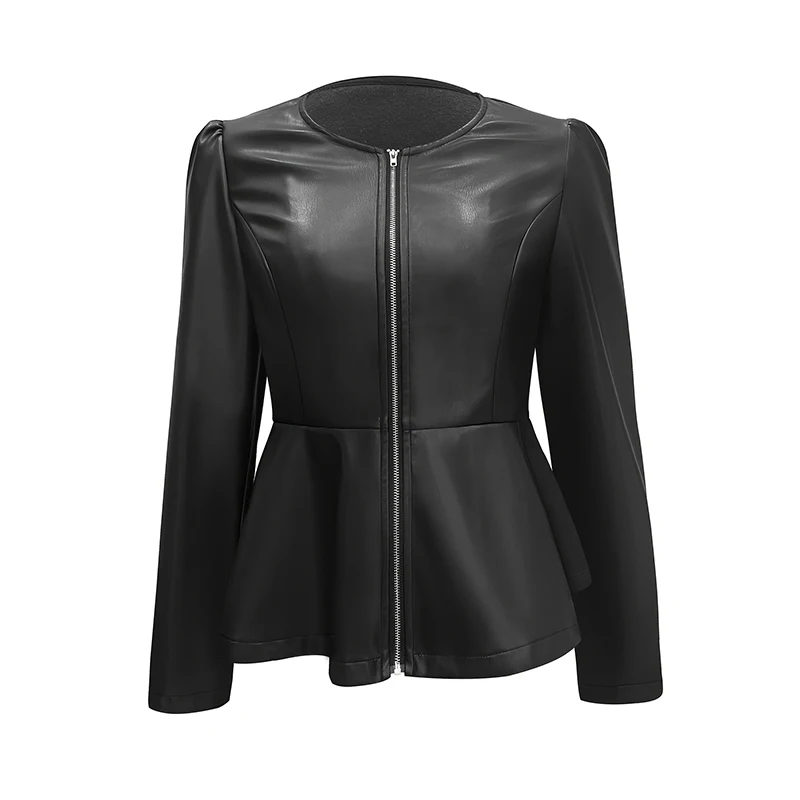 Vintage Women PU Leather Bomber Jacket Fashion Casual Autumn Winter Zipper Windbreaker Streetwear Female Blazer Y2K Clothes New - Image 3