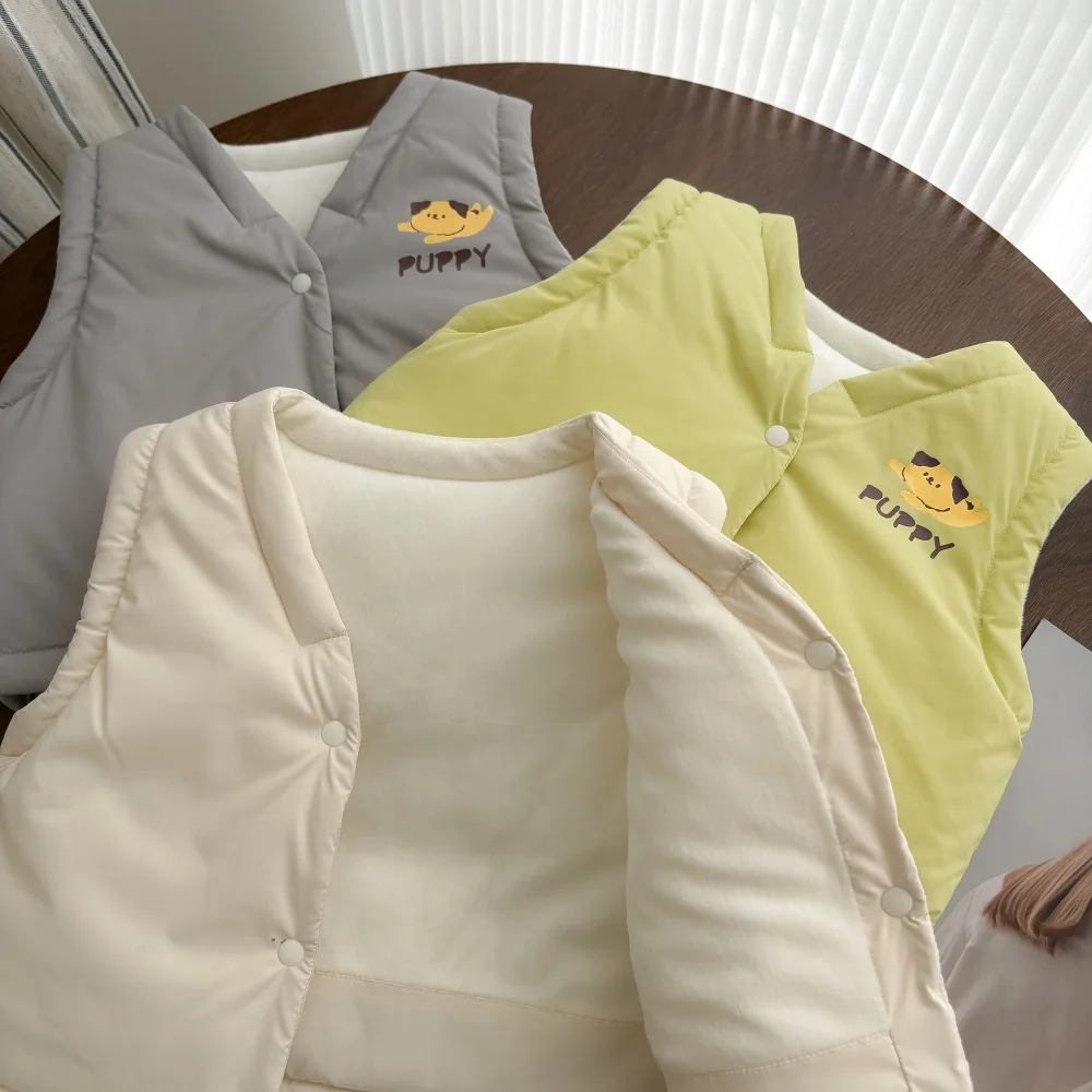 2024 Winter New in Kids Baby Girls Boys Thicken Warm Cartoon Modeling Outwear , Infant Toddler Letter Cute Clothing Vest 0-3Y - Image 5
