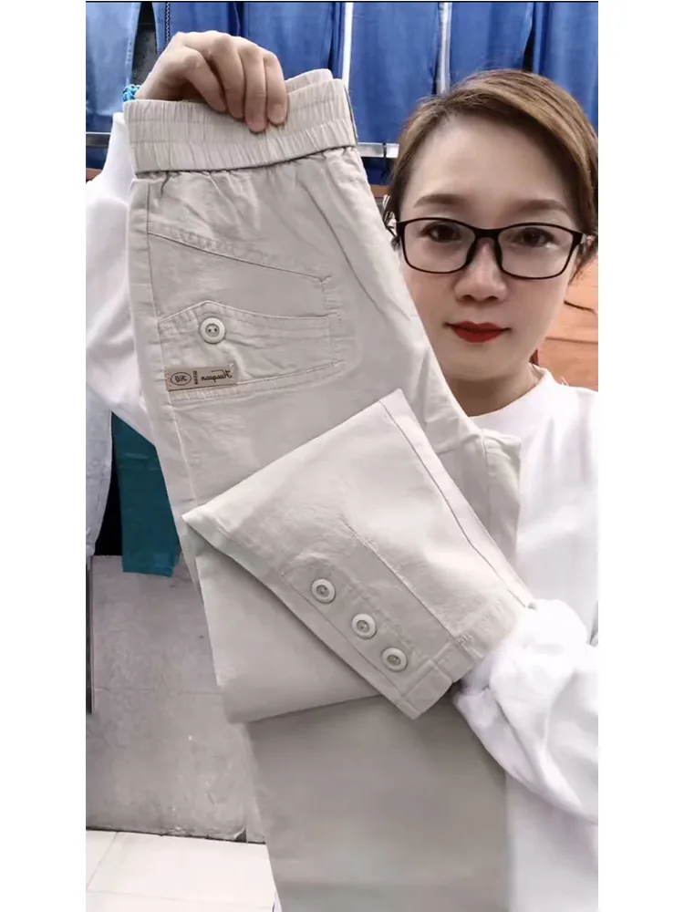 Women Cotton Linen Harun Pants Summer Loose New 2023 Ladies High Waist Versatile Thin Slim Casual Pants Female Nine-Point Pants - Image 2