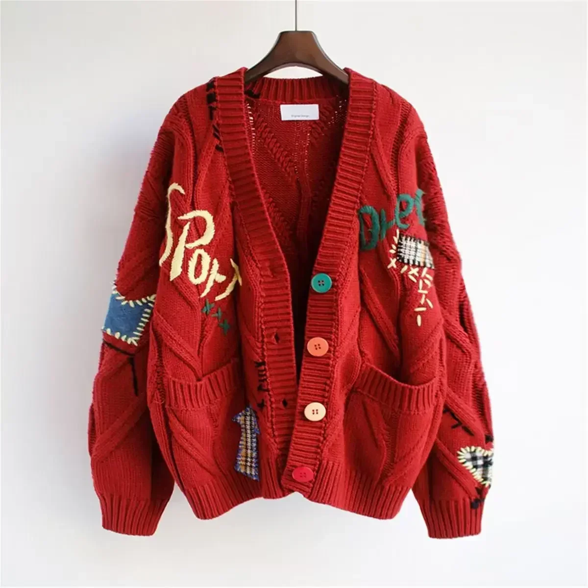 2024 Autumn Women's Cardigan Wool Sweater Korean Version New Embroidered Jacket Knitted Sweater Cardigan Hem Sweater Knitwear - Image 3
