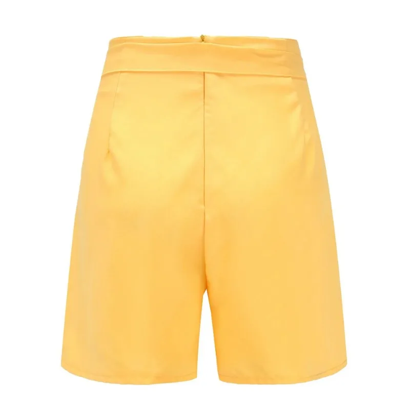 Summer Women's Shorts High Waist Casual Solid Hot Skinny Shorts Black Red White Yellow Shorts Jeans Belt Design Slim Short - Image 5
