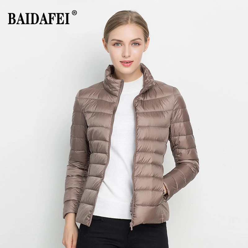 Women Short Puffer Jacket 2023 New Fashion Stand Collar Lightweight Water-Resistant Packable Female Down Parka Casual Coat - Image 2
