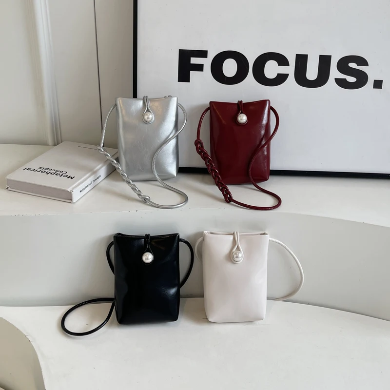 LEFTSIDE Mini PU Leather Crossbody Bags for Women 2025 Summer New Simple Shoulder Bag Females Cute Silver Handbags and Purses - Image 5