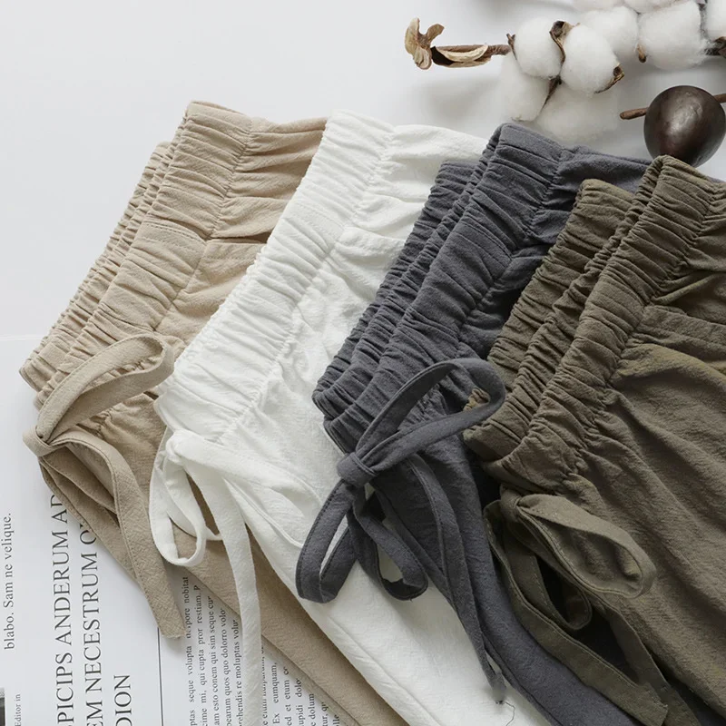 Cotton Linen Shorts Women's Sports Shorts Summer Solid High Waist Black Shorts Women Fashion Plus Size Casual Basic Short Pants - Image 4