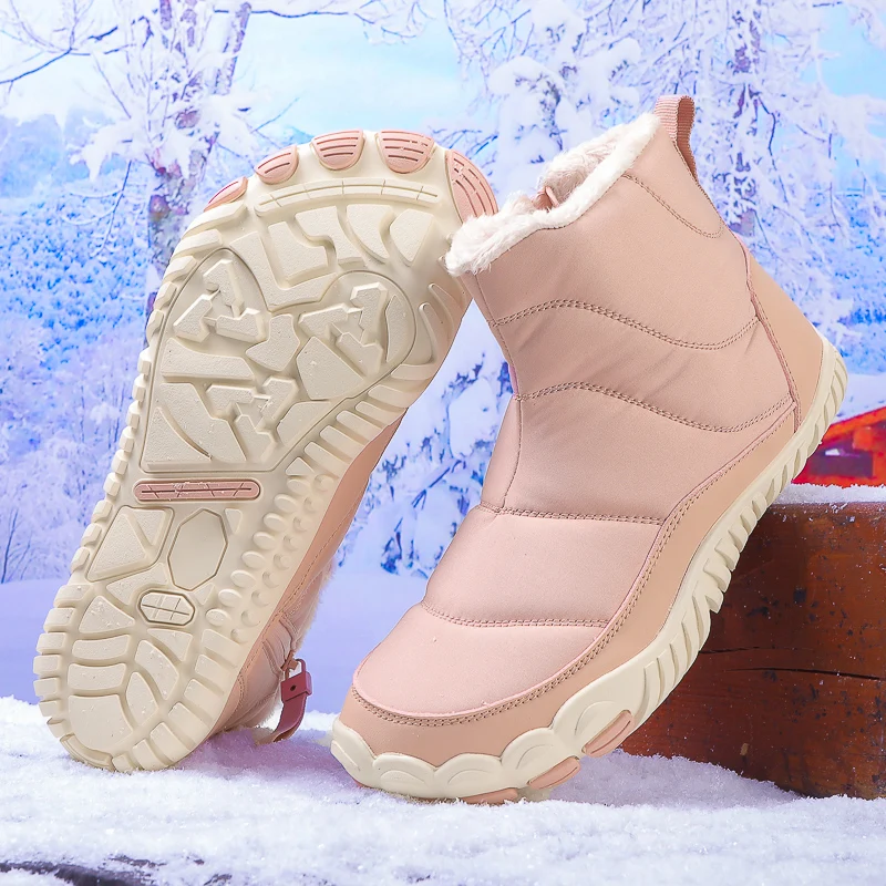 Women's New 2024 Winter Hiking Boots With Solid Zipper Design Dirt Resistant Men's Snow Boots Thick Plush Work Safety Shoes - Image 2