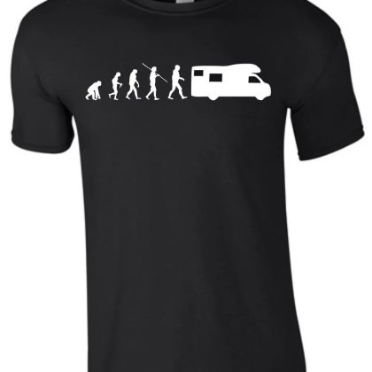 Men’s Camper Evolution T-Shirt Wohnmobi Caravan Funny Travel Graphic Tee Short Sleeve Cotton Shirt