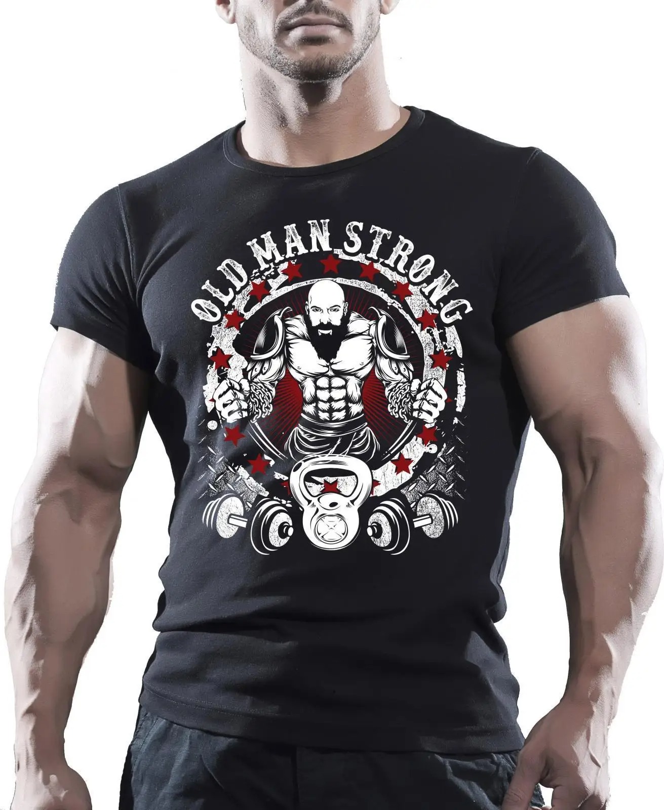 New Arrival Men’s Fashion Old Man Strong Motivation T-Shirt | Bodybuilder Trainer Graphic Cotton Tee