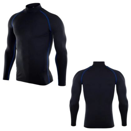 Men’s Compression Dry-Fit T-Shirt – Stand Collar Gym Running & Bodybuilding Rashguard